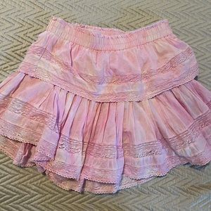 LoveShackFancy pink mini ruffled skirt, size S